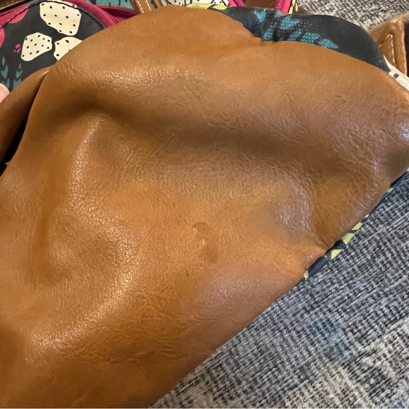 Fossil Backpack Coated Canvas Bag Floral Pink Teal Cactus. In good condition. - Picture 7 of 9